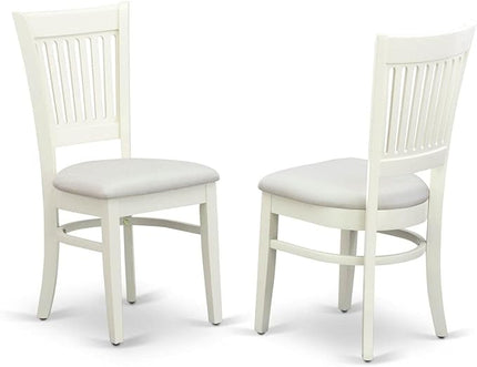 East West Furniture ANVA3-LWH-C 3 Piece Dining Table Set for Small Spaces Contains a Round Kitchen Table with Pedestal and 2 Linen Fabric Kitchen Dining Chairs, 36x36 Inch, Linen White - LeafyLoom