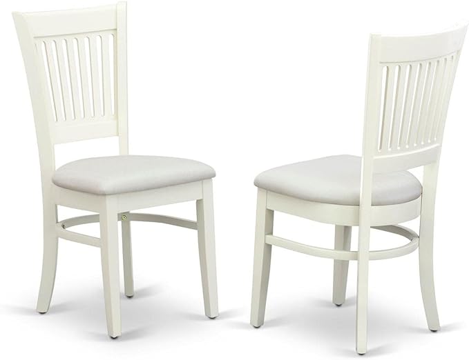 East West Furniture ANVA3-LWH-C 3 Piece Dining Table Set for Small Spaces Contains a Round Kitchen Table with Pedestal and 2 Linen Fabric Kitchen Dining Chairs, 36x36 Inch, Linen White - LeafyLoom