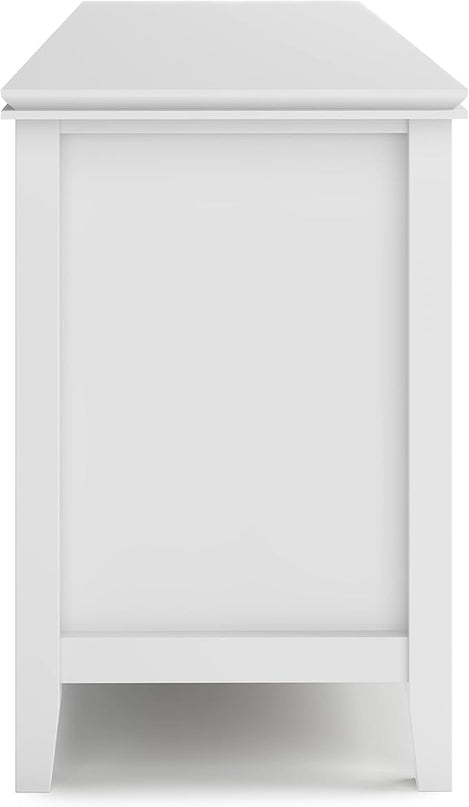 SIMPLIHOME Artisan SOLID WOOD 72 Inch Wide Contemporary TV Media Stand in White for TVs up to 80 Inches, For the Living Room and Entertainment Center - LeafyLoom