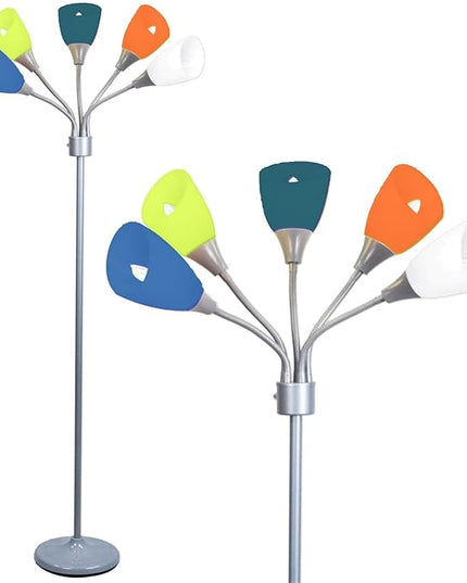 Modern Floor Lamp For Bedroom - Medusa Adjustable Floor Lamp Standing Lamp Bedroom Light With 5 Multi-colored Acrylic Reading Shades Stand Up Lamp Gooseneck Lamp Classroom Lamp Kids Floor Lamp - LeafyLoom