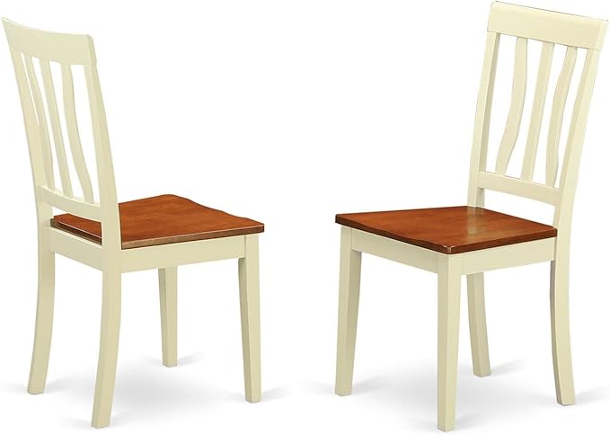 East West Furniture Antique 5 Piece Modern Set Includes a Round Kitchen Table with Pedestal and 4 Dining Chairs, 36x36 Inch, ANTI5-WHI-W - LeafyLoom