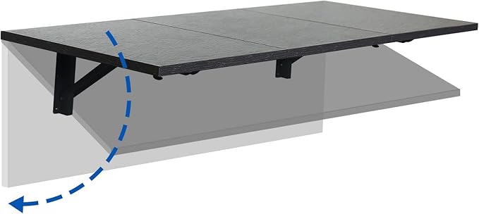 Folding Wall Desk, Wall Desk Fold Down Wall Mounted Desk for Small Space, Floating Desk, Black, 35.4 x 15.8 inch - LeafyLoom