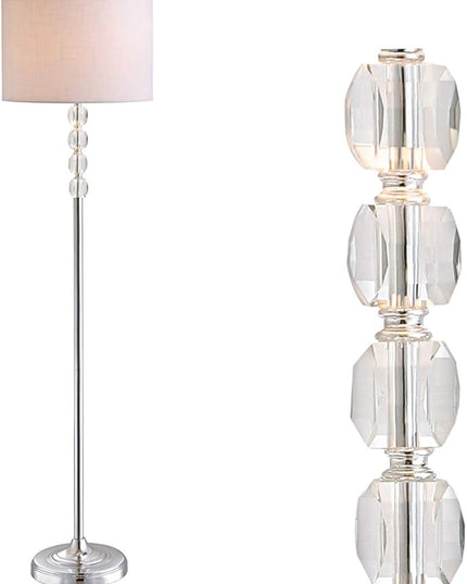JONATHAN Y JYL2028A Aubrey 59.5" Crystal/Metal LED Floor Lamp Contemporary,Glam,Transitional for Bedrooms, Living Room, Office, Reading, Clear/Chrome - LeafyLoom