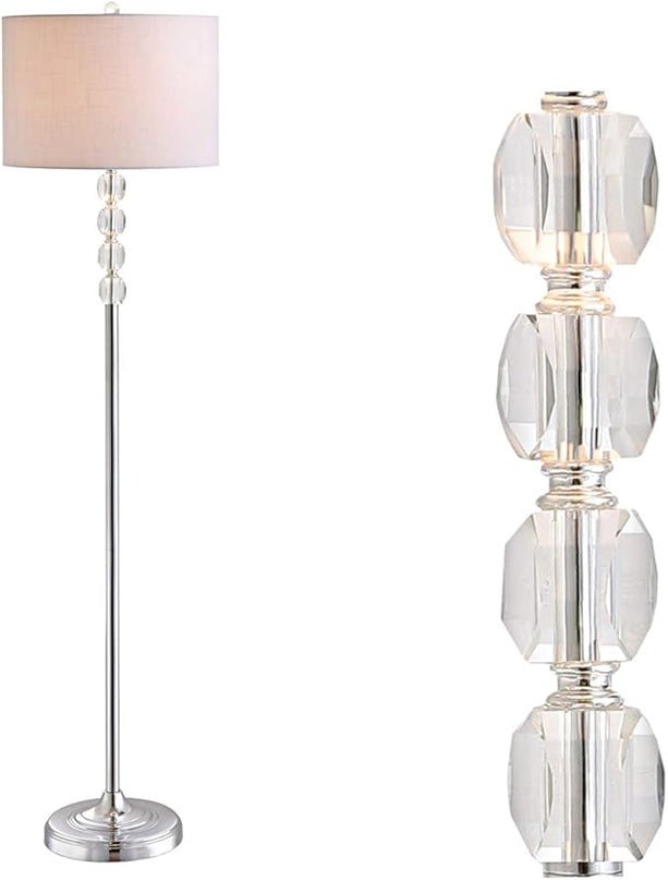 JONATHAN Y JYL2028A Aubrey 59.5" Crystal/Metal LED Floor Lamp Contemporary,Glam,Transitional for Bedrooms, Living Room, Office, Reading, Clear/Chrome - LeafyLoom