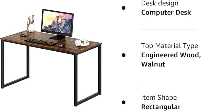 SHW Home Office 40-Inch Computer Desk, Walnut - LeafyLoom