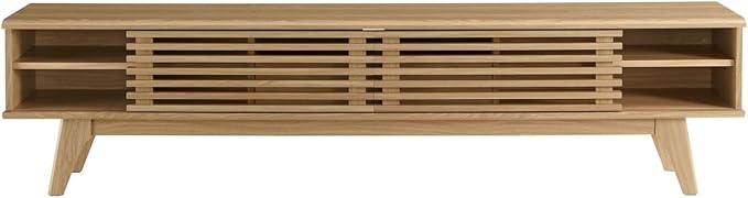 Modway Render Mid-Century Modern Low Profile 70 Inch TV Stand in Oak, 70" - LeafyLoom