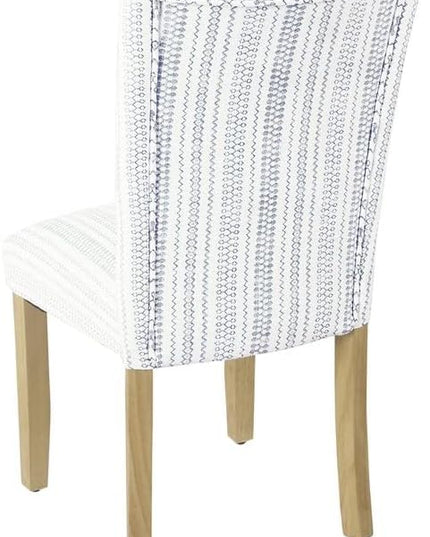 HomePop Classic Parsons Dining Chairs, Pack of 2, Blue Farmhouse Stripe - LeafyLoom