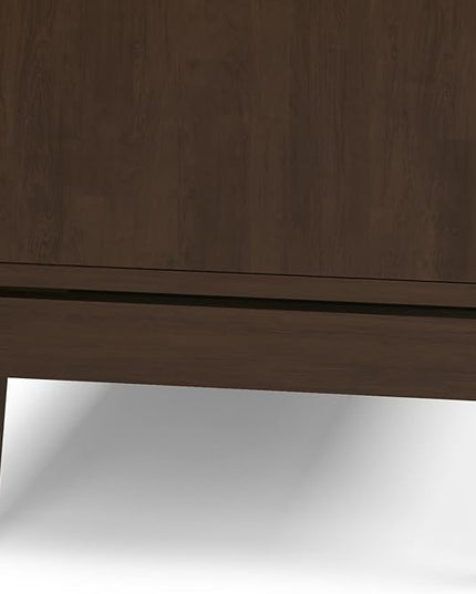 SIMPLIHOME Harper SOLID HARDWOOD 60 Inch Wide Mid Century Design Sideboard Buffet in Walnut Brown, For the Dining Room and Kitchen - LeafyLoom