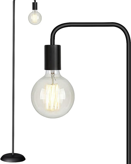 QiMH Industrial Floor Lamp with Light Bulb,Metal Tall Standing Lamp,Tall Modern Black Led Floor Lamp for Home Decor,Bedroom,Reading,Office - LeafyLoom