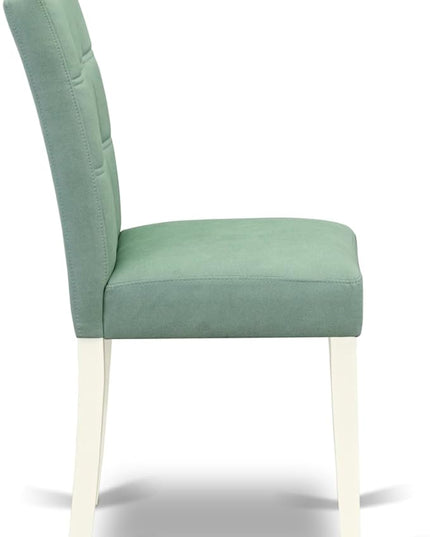 East West Furniture ANAS3-LWH-43 Antique 3 Piece Dining Set consists A Dinner Table and 2 Willow Green Linen White Faux Leather Parson Kitchen Chairs with Stylish Back, Finish, 36x36 Inch - LeafyLoom