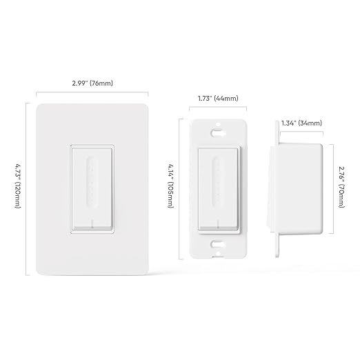 TREATLIFE Smart Dimmer Switch 4 Pack, Smart Switch Works with Alexa and Google Home, 2.4GHz WiFi Dimmer Light Switch for LED, CFL, Incandescent Bulbs, Neutral Wire Required, Single Pole TREATLIFE