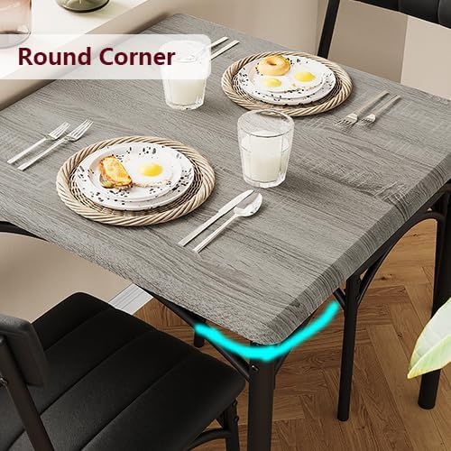 GAOMON Dining Table Set for 2, Kitchen Table and Chairs for 2 with Upholstered Chairs, 3 Piece Dining Room Table Set, Square Kitchen Table Set for Small Space, Apartment, Studio, Rustic Gray - LeafyLoom