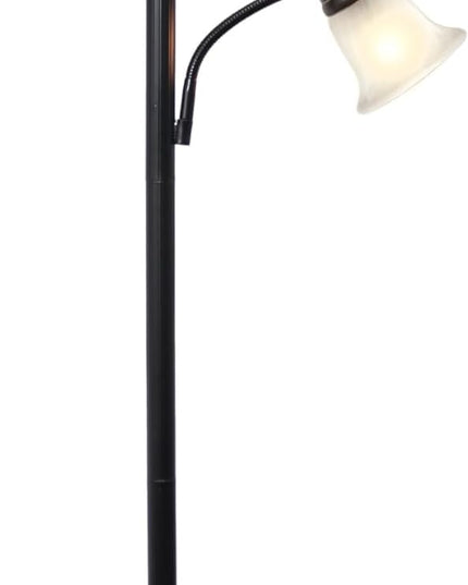 Elegant Designs LF2003-RBZ 2 Light Mother Daughter Floor Lamp with White Marble Glass,Restoration Bronze - LeafyLoom