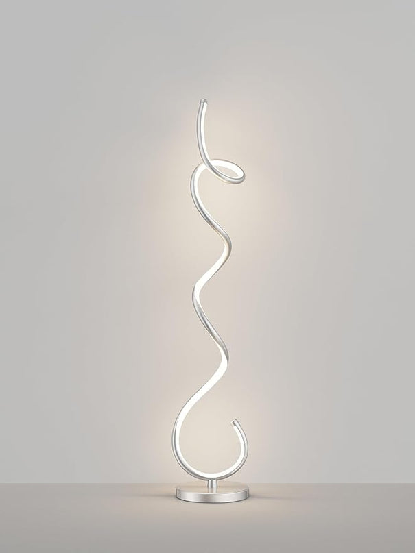 Modern Floor Lamps for Living Room, LED 53" Tall 30W Silver Spiral Corner Floor Lamp with Remote, 3 Color Temperature, Stepless Dimmable, Bright Standing Lamp for Bedroom Home Office Deco - LeafyLoom