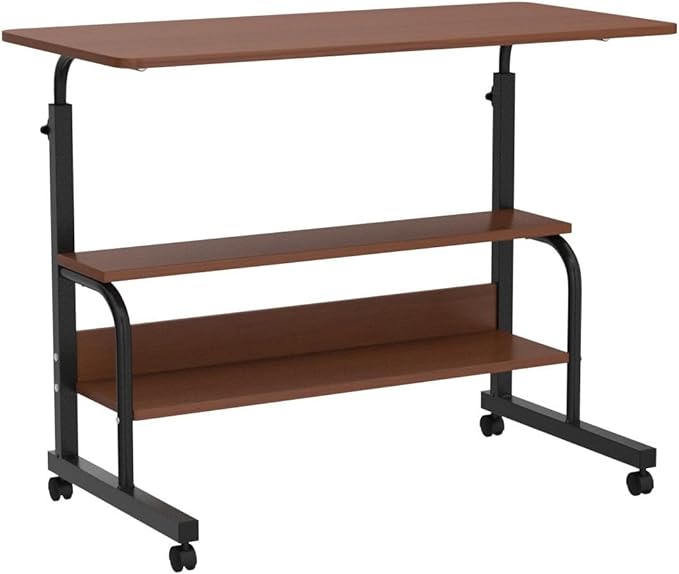 Adjustable Desk Standing Desk Small Desks for Small Spaces Portable Laptop Computer Desk Table for Bedrooms Couch Desk for Home Office Table Mobile Rolling Desk on Wheels Desk with Storage - LeafyLoom
