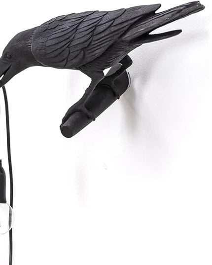 Raven Desk Lamp, Raven Lamp, Bird Lamp, Resin LED Bird Lamp for Bedroom/Office/Living Room/Farmhouse Art Deco with Plug (Right) - LeafyLoom