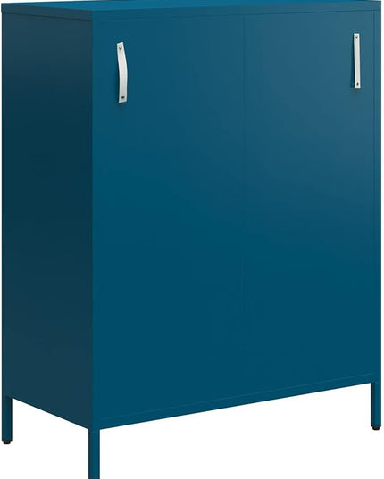 Mr. Kate Annie Short Metal 2 Door Cabinet, Deep Blue Ocean - LeafyLoom