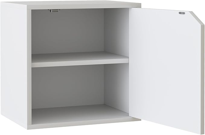 Storage Cube 2 Tires White Stackable Storage Shelf with Door, Cubby Organizer Wooden Display Shelf Closet Organizer,Modern Cubical Bookcase Small Storage Cabinet for Living Room Bedroom - LeafyLoom