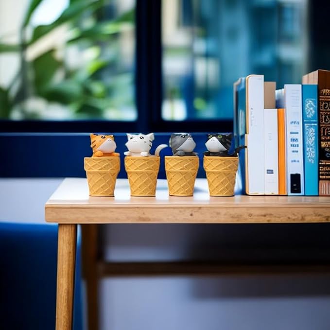 Cute and Compact Office Desk Decorations Cat in Eggshell Desk Ornament Shelf Decor Home Decor Bookshelf Decorative Objects Tabletop Decor - LeafyLoom