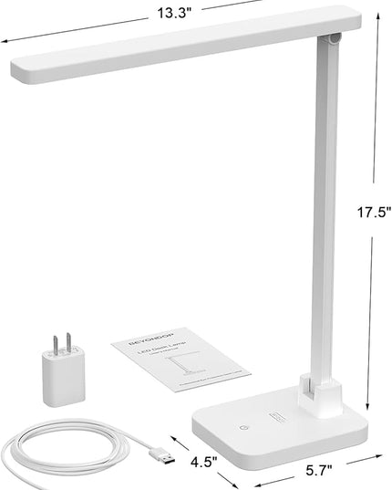 LED Desk Lamp, Dimmable Desk Light Touch Control with 4 Brightness Level, Eye Caring Reading Lamp, Desk Lamps for Home Office, Foldable Table Lamp for Study Dorm School students college Gifts - LeafyLoom