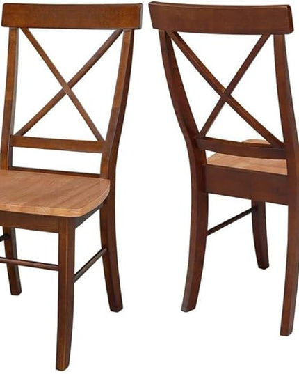 International Concepts Set of Two X-Back Dining Chair, Pecan - LeafyLoom
