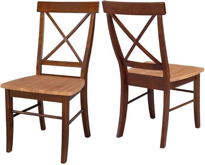 International Concepts Set of Two X-Back Dining Chair, Pecan - LeafyLoom