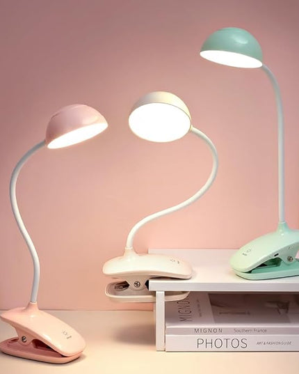 Clip Book Lamp, Foldable Eye Caring Rechargeable Reading Light, Suitable for Reading, Working & Studying (Beige) - LeafyLoom