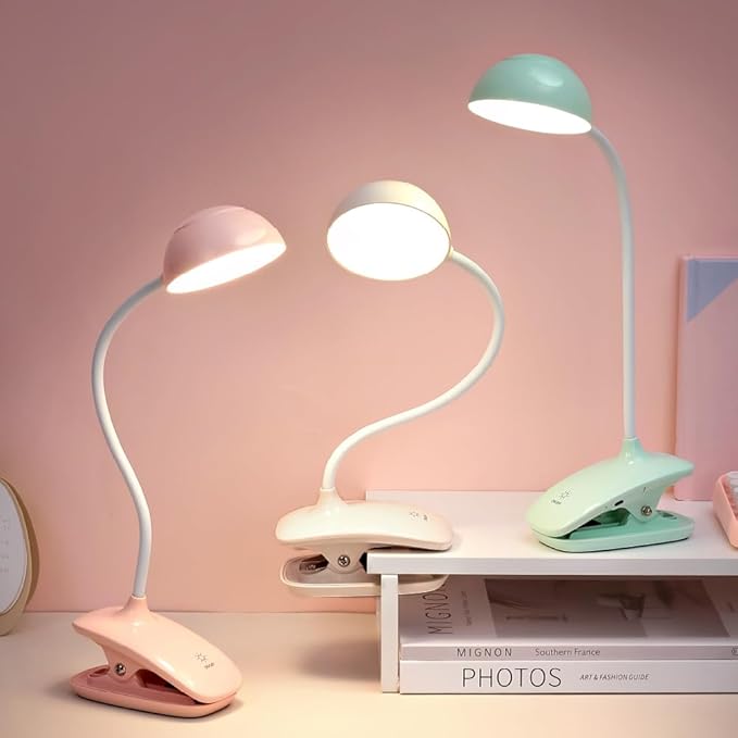 Clip Book Lamp, Foldable Eye Caring Rechargeable Reading Light, Suitable for Reading, Working & Studying (Beige) - LeafyLoom