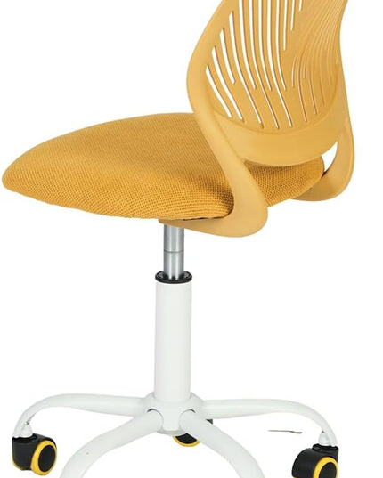 FurnitureR Writing Task Chair for Teens Boys Girls 360 Rolling Wheels Fabric Soft Pad Seat Breathable Backrest, Height Adjustable Liftup 29.5"-34.3", Lime Yellow - LeafyLoom