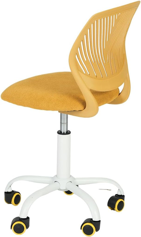FurnitureR Writing Task Chair for Teens Boys Girls 360 Rolling Wheels Fabric Soft Pad Seat Breathable Backrest, Height Adjustable Liftup 29.5"-34.3", Lime Yellow - LeafyLoom