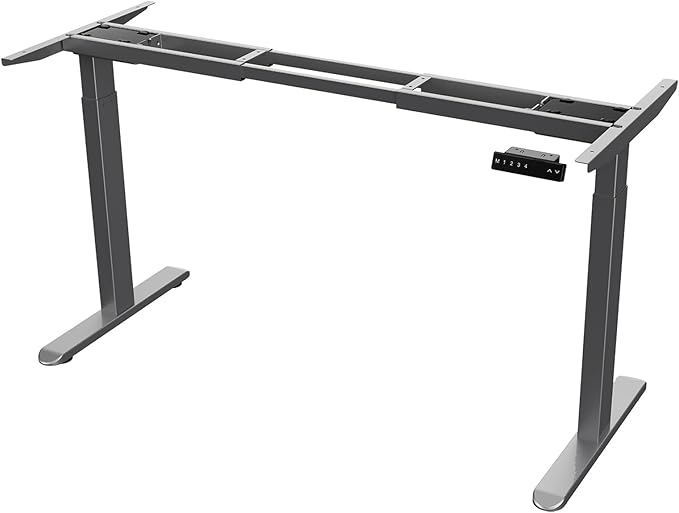 AIMEZO Standing Desk Frame, Dual Motor Electric Height Adjustable Sit Stand Desk Frame with 4 Memory Preset Button, USB Charging Port for Home Office (2 Tier Legs, Gray) - LeafyLoom