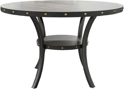 NicBex 48Inch Round Dining Table,Modern Kitchen Table with Rubber Wood MDF Tabletop and Storage Shelve for 4 to 6,Dining Room Table for Kitchen,Dining Room and Living Room,Space-Saving,Natural Wood - LeafyLoom