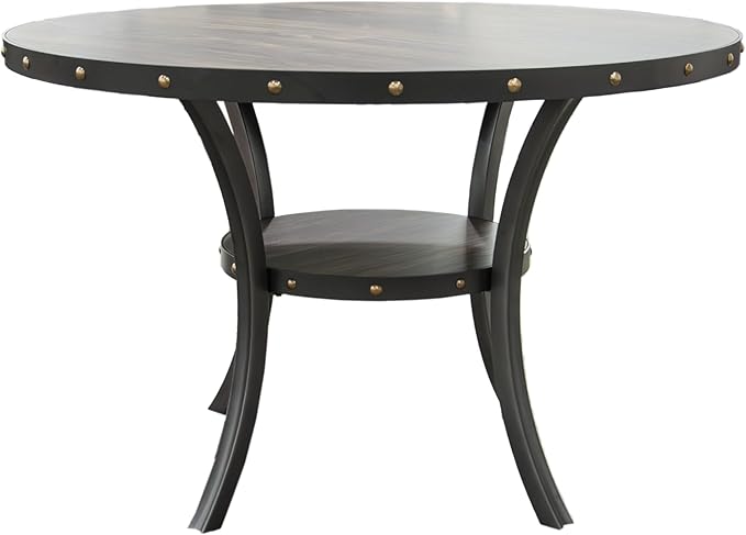 NicBex 48Inch Round Dining Table,Modern Kitchen Table with Rubber Wood MDF Tabletop and Storage Shelve for 4 to 6,Dining Room Table for Kitchen,Dining Room and Living Room,Space-Saving,Natural Wood - LeafyLoom