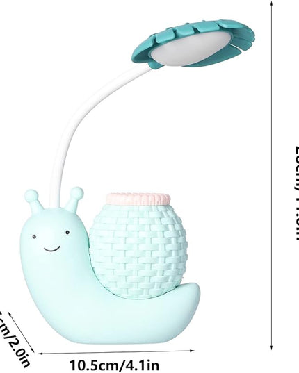 LED Desk Lamp with Pen Holder Cartoon Holder Multiple Function USB Charging Cute Desk Light for Students Kids(Blue) - LeafyLoom