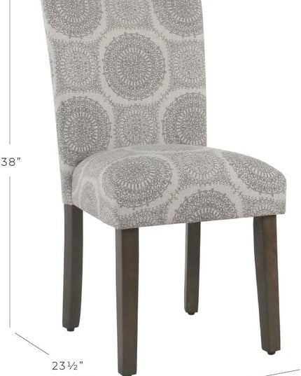 HomePop Parsons Classic Upholstered Accent Dining Chair, Set of 2, Grey Medallion - LeafyLoom