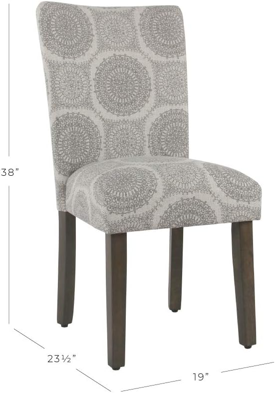 HomePop Parsons Classic Upholstered Accent Dining Chair, Set of 2, Grey Medallion - LeafyLoom