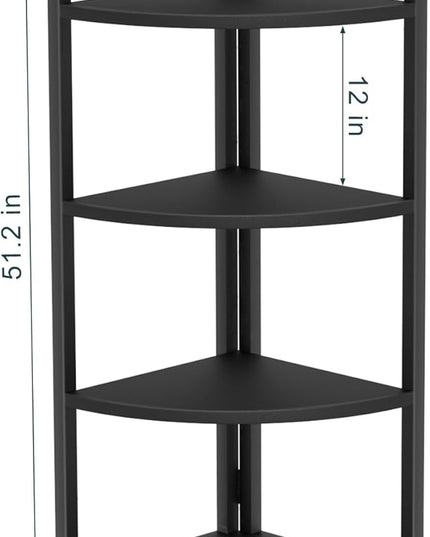 SAYGOER Corner Bookshelf 4 Tier Stand Corner Ladder Shelf Modern Storage Organizer Bookcase Industrial Display Rack Shelves for Small Space, Living Room,Home Kitchen,Office, Black - LeafyLoom