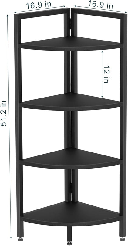 SAYGOER Corner Bookshelf 4 Tier Stand Corner Ladder Shelf Modern Storage Organizer Bookcase Industrial Display Rack Shelves for Small Space, Living Room,Home Kitchen,Office, Black - LeafyLoom