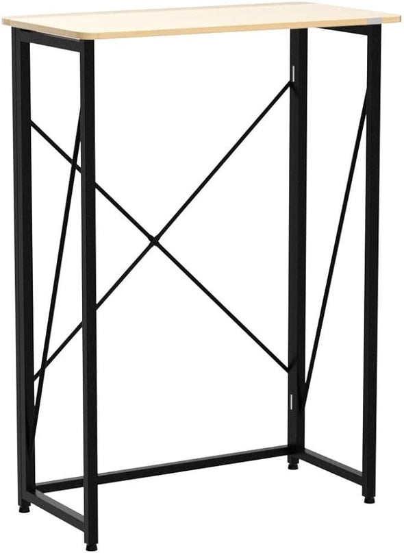 Folding Laptop Computer Desk, Standing Desk, 31in Small Desk for Sitting or Standing, No Need to Assembly, Suitable for Home, Office, Writing (Wood Board Color) - LeafyLoom