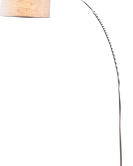 NicBex Floor Lamp,Modern Home Decor Arc Floor Lamp with Hanging White Fabric Drum Shade and Marble Base,Standing Lamp Tall Lamp,Floor Lamps for Living Room,Bedroom and Office,Reading Light,Silver - LeafyLoom