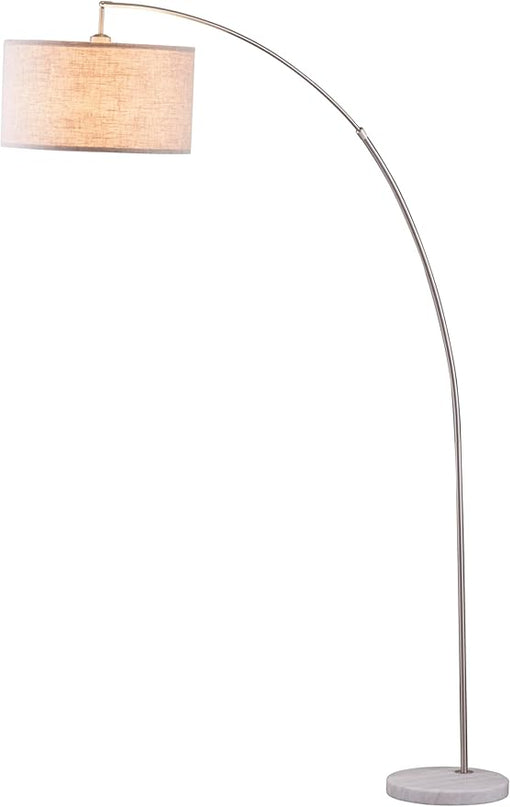 NicBex Floor Lamp,Modern Home Decor Arc Floor Lamp with Hanging White Fabric Drum Shade and Marble Base,Standing Lamp Tall Lamp,Floor Lamps for Living Room,Bedroom and Office,Reading Light,Silver - LeafyLoom