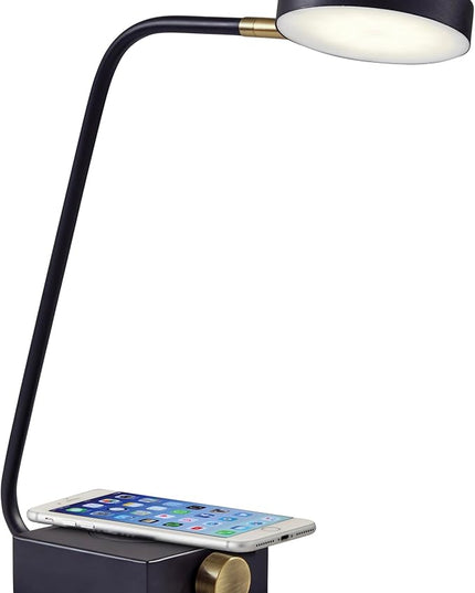 Adesso 3618-01 Conrad LED Desk Lamp Wireless Charging, 7W LED, 5W QI, USB Port, Indoor Lighting Lamps - LeafyLoom