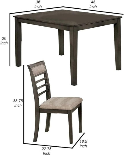 NicBex Dining Table for 4 Kitchen & Dining Room Tables 5 Pc Dining Table Set Weathered Gray Dining Chairs & Table Solid Wood with Padded Fabric Cushions, Gray+Beige - LeafyLoom