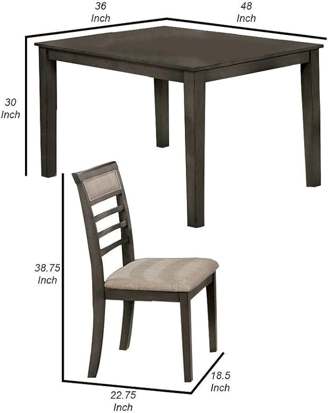 NicBex Dining Table for 4 Kitchen & Dining Room Tables 5 Pc Dining Table Set Weathered Gray Dining Chairs & Table Solid Wood with Padded Fabric Cushions, Gray+Beige - LeafyLoom