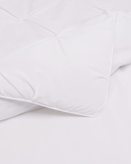 Amazon Basics All-Season Down-Alternative Comforter 3 Piece Bedding Set, King, Bright White, Pinch Pleat With Piped Edges - LeafyLoom