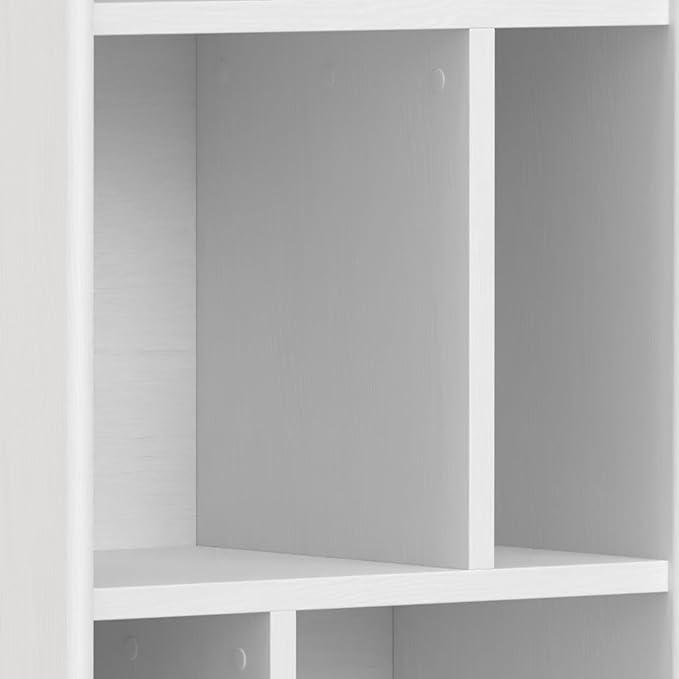 SIMPLIHOME Draper SOLID HARDWOOD 64 inch x 22 inch Mid Century Modern Bookcase and Storage Unit in White for The Living Room, Study Room and Office - LeafyLoom