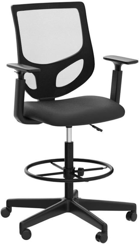 B0B744NKYL– Tall Drafting Chair - Tall Standing Office Desk Chair with Adjustable Foot Ring, Chair with Ergonomic Lumbar Support, Adjustable Height, Breathable Mesh color: DarkBlack - LeafyLoom