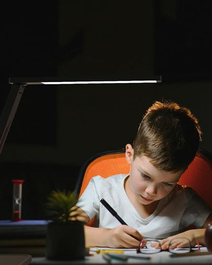 Desk Lamp, LED Dimmable Reading Light with Adjustable Lighting 5 Brightness Levels, 4 Light Colors and USB Charging Port Table Lamp (Piano Black) - LeafyLoom