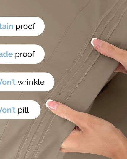 Cal King Size 4 Piece Sheet Set - Comfy Breathable & Cooling Sheets - Hotel Luxury Bed Sheets for Women & Men - Deep Pockets, Easy-Fit, Extra Soft & Wrinkle Free Sheets - Cream Oeko-Tex Bed Sheet Set - LeafyLoom