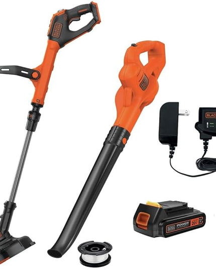 Black & Decker LSW221LSTE525-BNDL 20V MAX Cordless Sweeper Kit and 20V MAX EASYFEED 12 in. Cordless String Trimmer/Edger Kit with 3 Batteries (1.5 Ah) Bundle - LeafyLoom